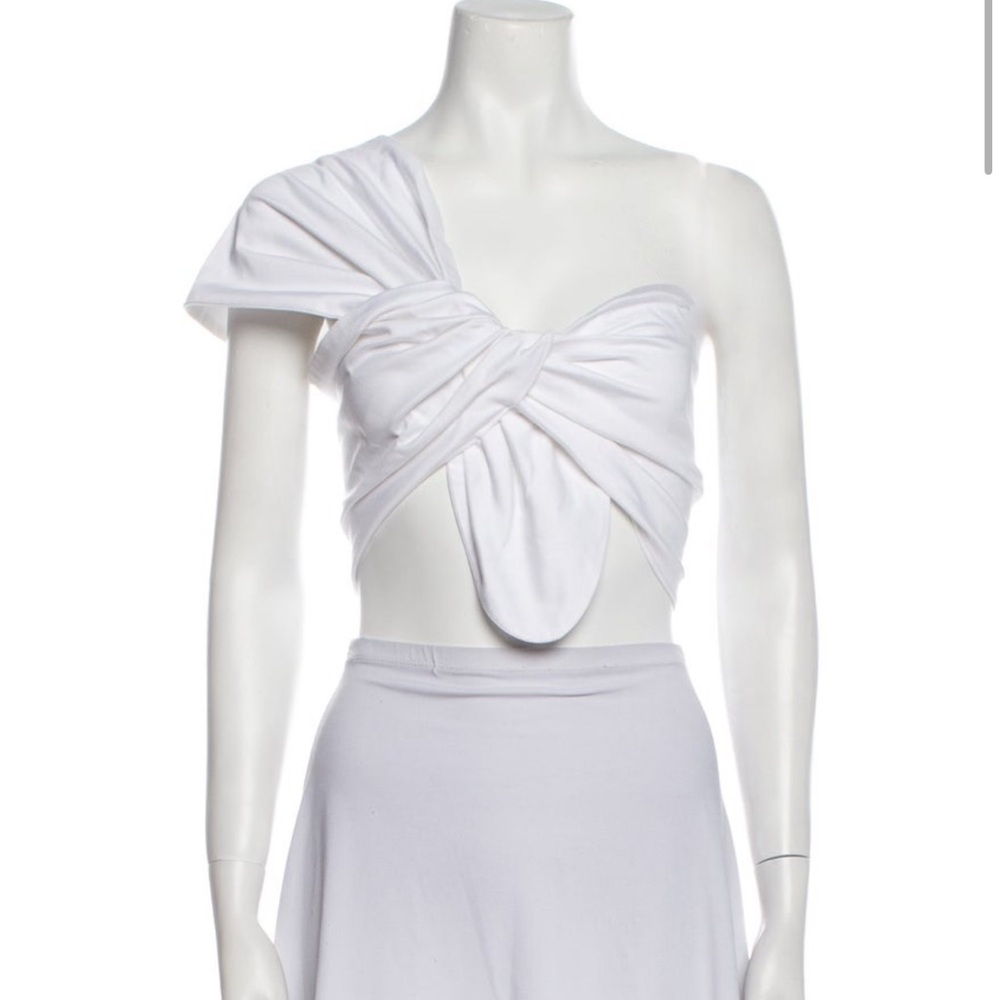 Just Bee Queen White One-Shoulder Women Top - Picture 3 of 3